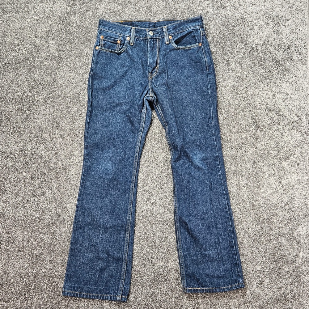 Levi's 527 Slim Bootcut Jeans Men Fits 30x28 Blue Solid Cotton Hemp Blend Denim